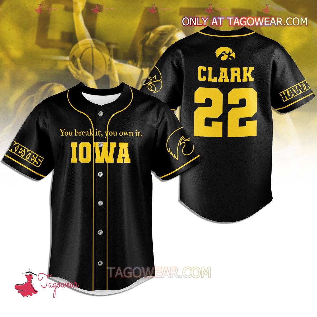 Caitlin Clark You Break It You Own It Iowa Baseball Jersey - Hearthtops 