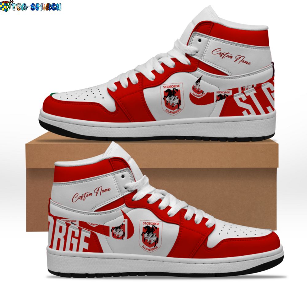 NRL St. George Illawarra Dragons Personalized Name Nike AJ 1 Sneakers ...