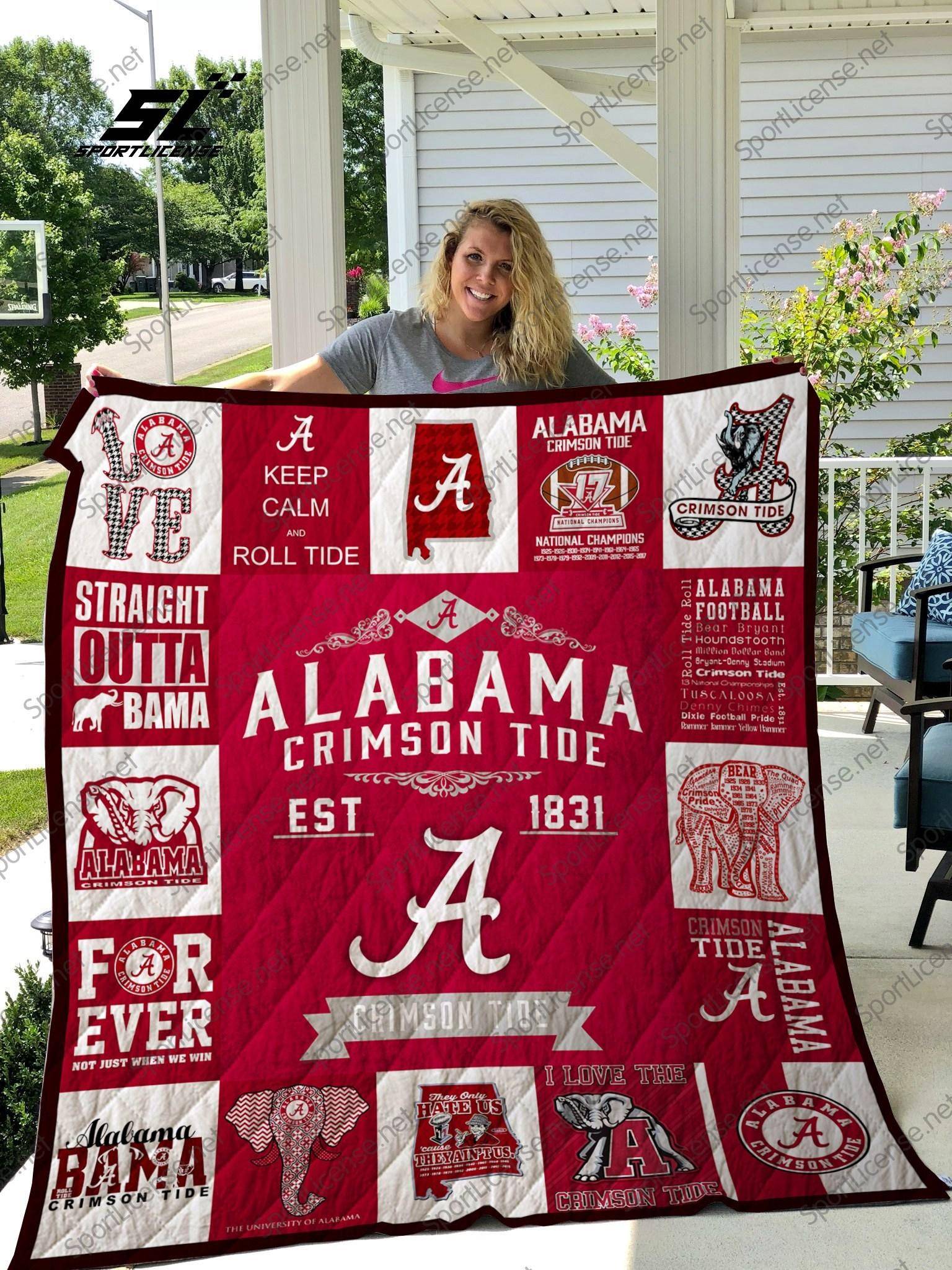 01 Alabama Crimson Tide Quilt Blanket M2