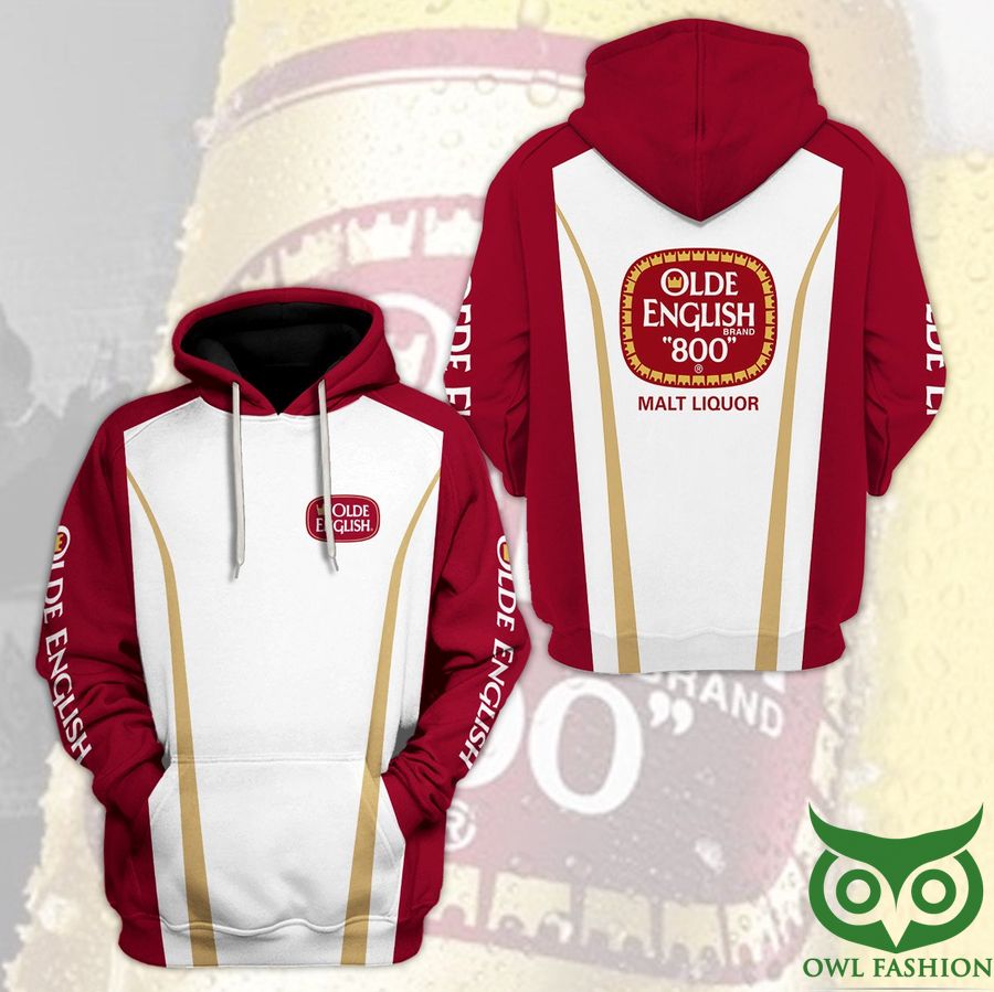 0iroEQFE 22 Olde English 800 Malt Liquor White and Red 3D Hoodie