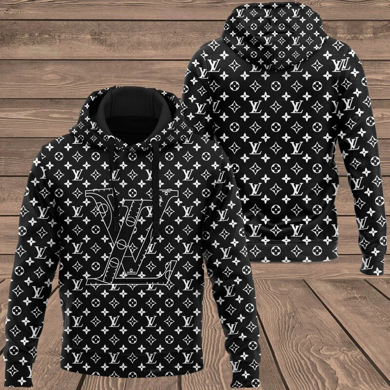 133256735512619403 buy louis vuitton black hoodie lv luxury brand clothing clothes outfit for men0hsax