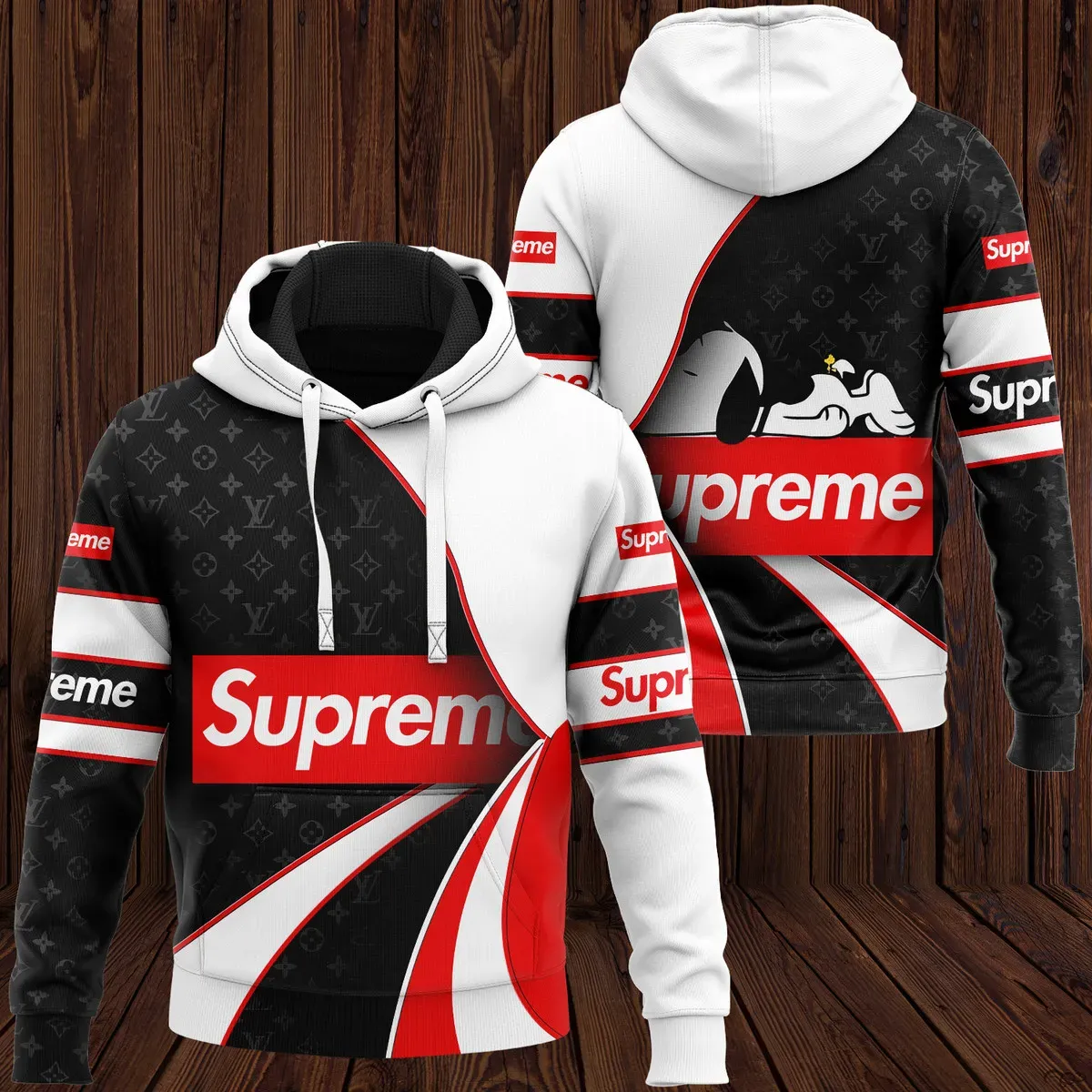 133256736475006315 buy snoopy supreme louis vuitton black white 3d all over print hoodie outfit clothing clothes outfit for men and women5uvir