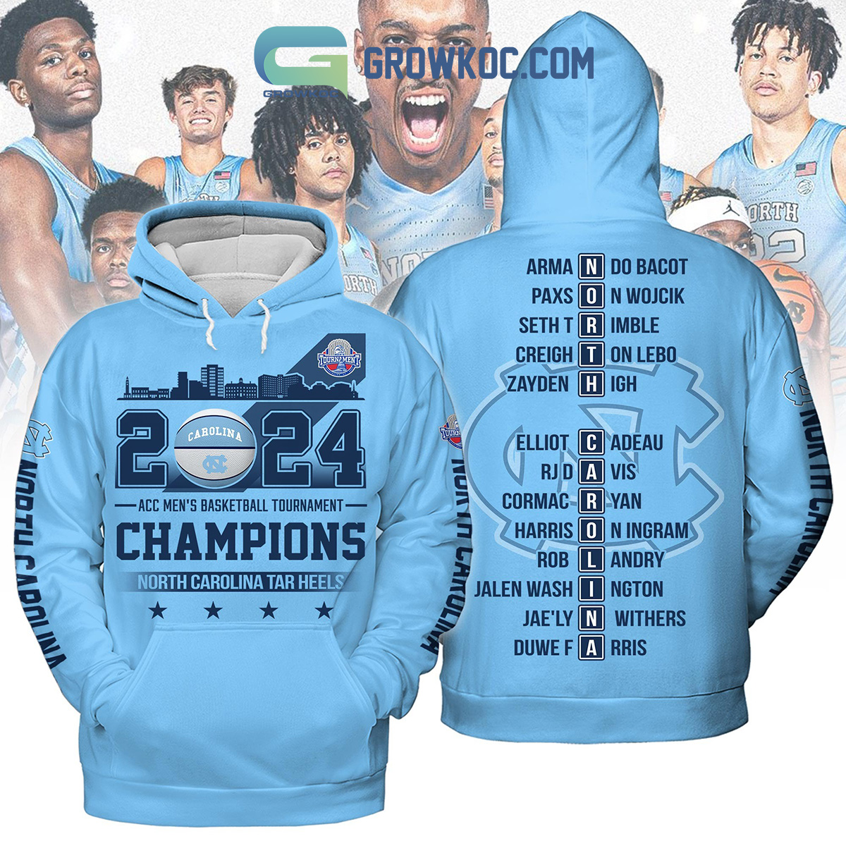 2024 ACC Mens Basketball Tournament Champions NC Tar Heels Hoodie T Shirt2B1 6oQCF