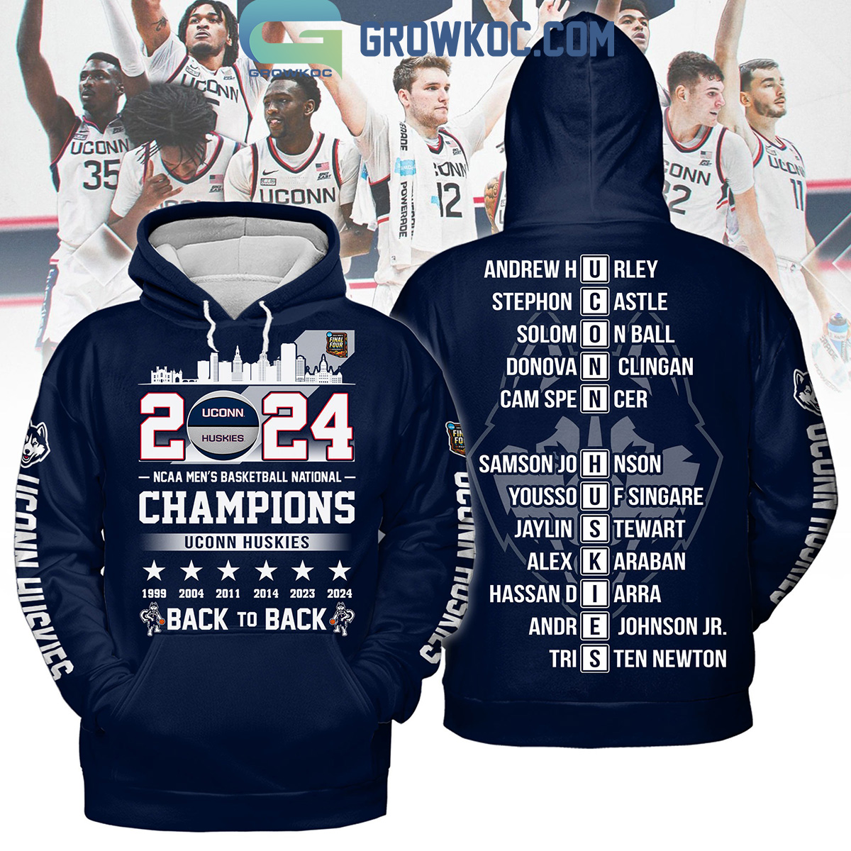 2024 Basketball National Champions Uconn Huskies Hoodie T Shirt2B1 LKjyC