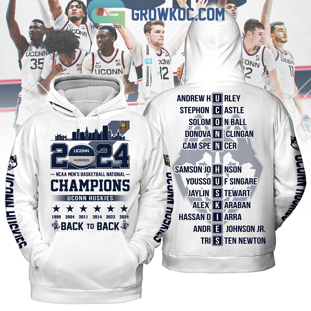 2024 Basketball National Champions Uconn Huskies White Design Hoodie T Shirt2B1 dVmed