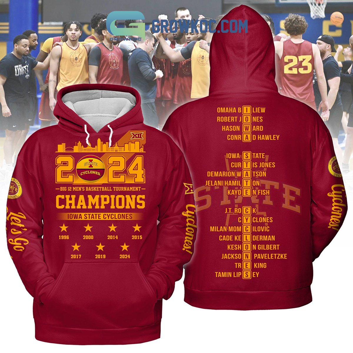 2024 Big 12 Mens Basketball Tournament Champions Iowa State Cyclones Gold Design Hoodie T Shirt2B1 6zYu7