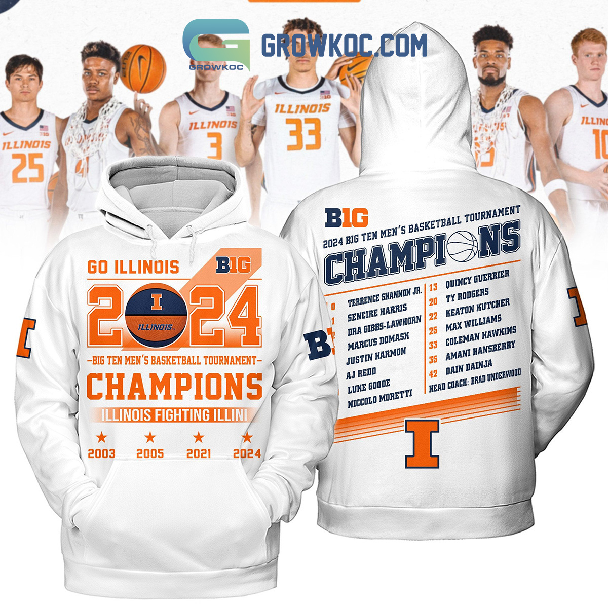 2024 Illinois Fighting Illini Big Ten Mens Basketball Tournament Hoodie Shirts White Version2B1 AEVDK