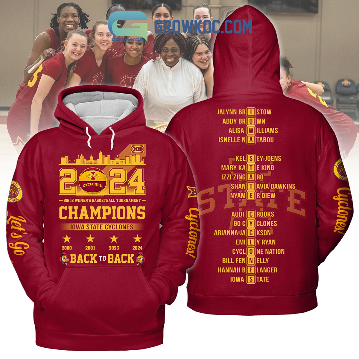 2024 Iowa State Cyclones Big 12 Basketball Champions Red Version Hoodie Shirts2B1 SNfLv