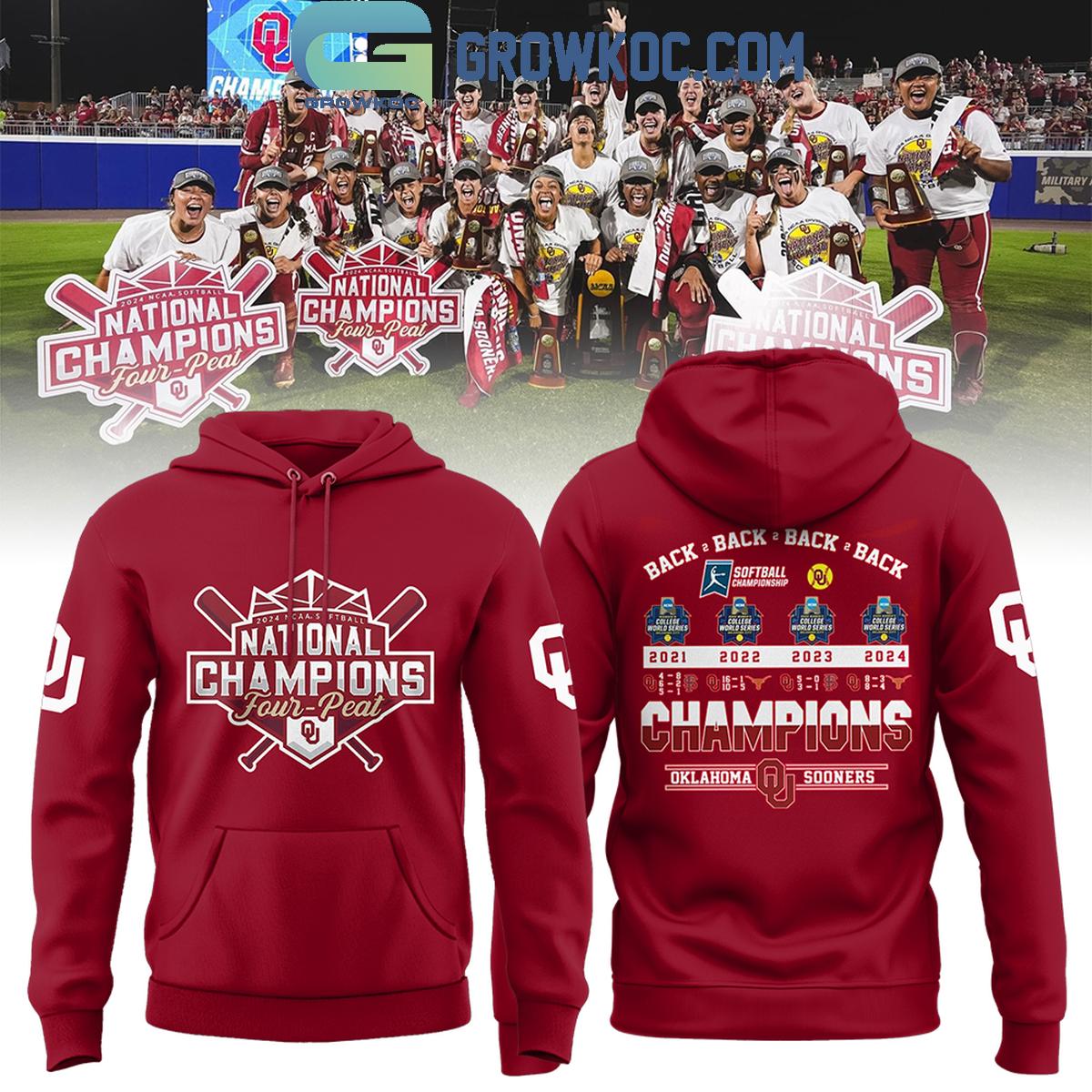 2024 National Champions Softball 4 Peat Oklahoma Sooners Fan Hoodie Shirts 1 GpYXT