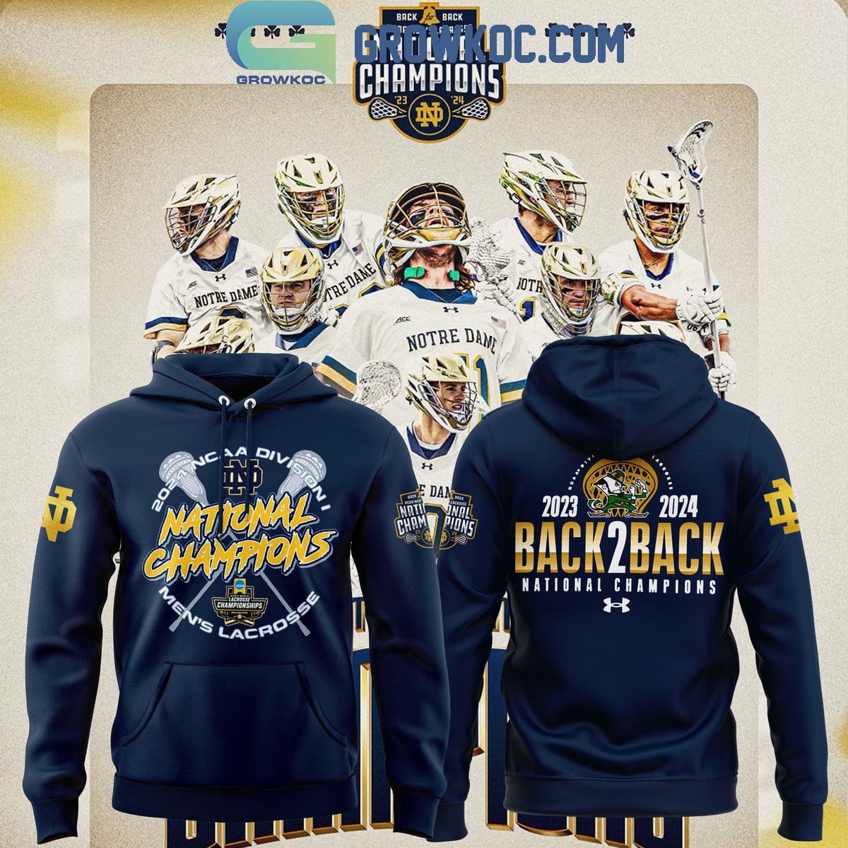 2024 Notre Dame Fighting Irish NCAA Division Mens Lacrosse Champions Hoodie Shirt 1 SmBte