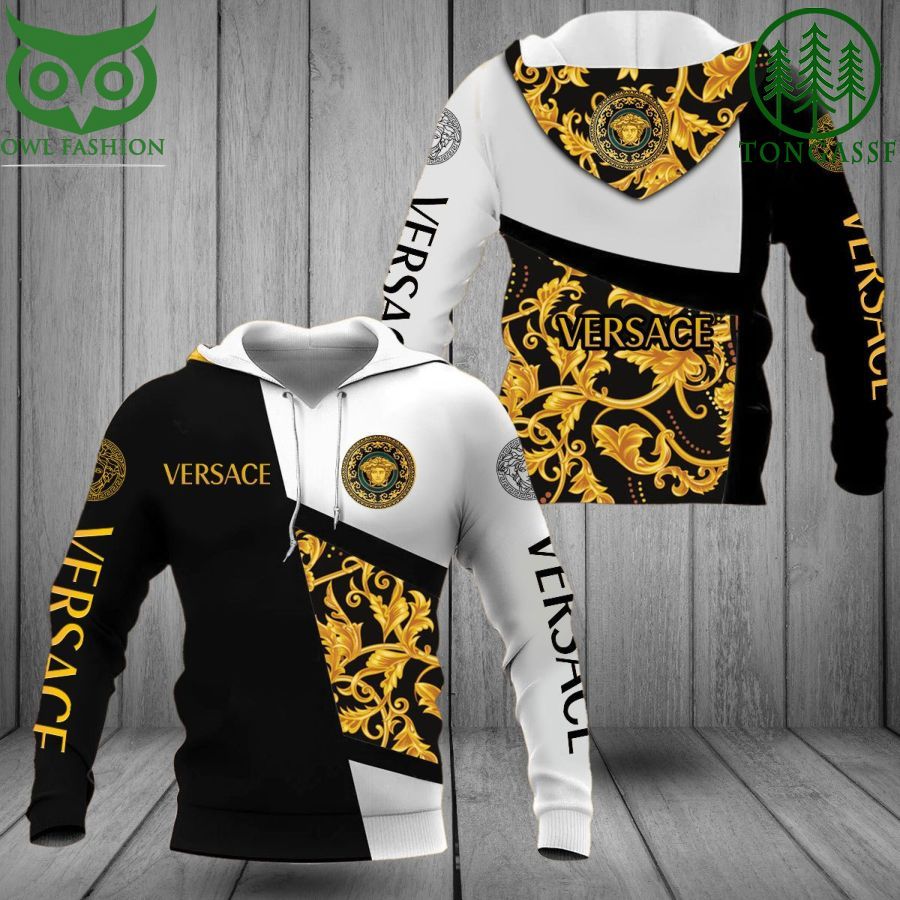 2AWLFMR4 73 Versace Black and Yellow and White Hoodie