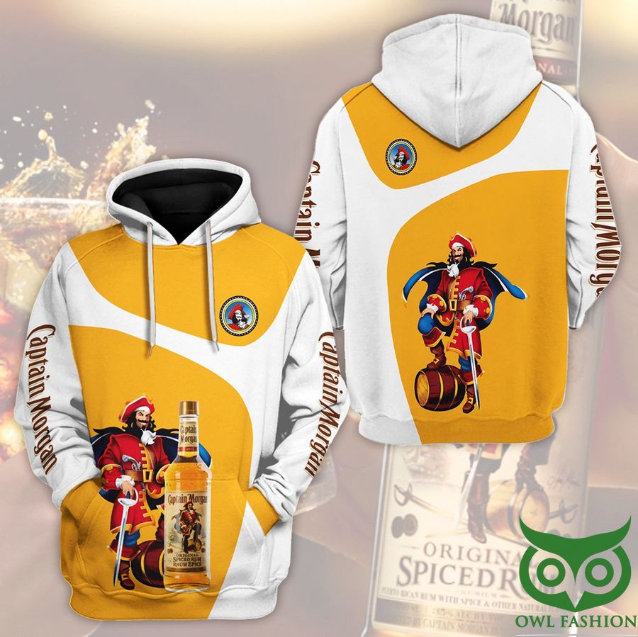 2VNpUftN 51 Captain Morgan Whisky Yellow and White 3D Hoodie