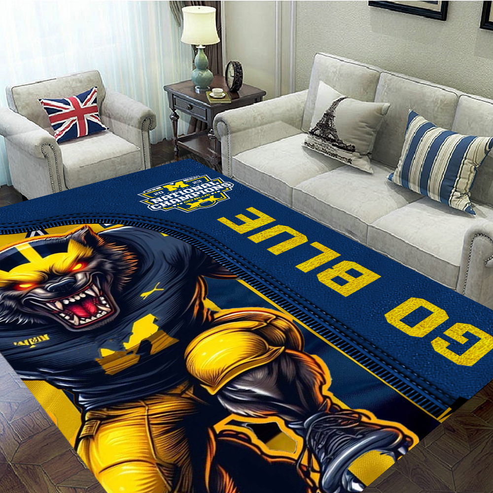 3 Michigan Wolverines Football Rectangular Rug MAITM5618