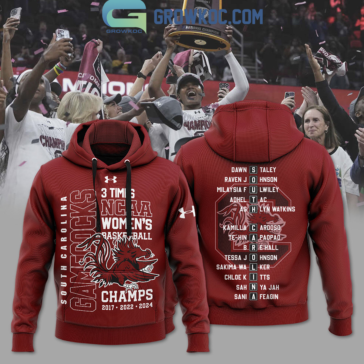 3 Times Champions South Carolina Gamecocks NCAA Womens Basketball Hoodie Shirts Red2B1 G4MI8