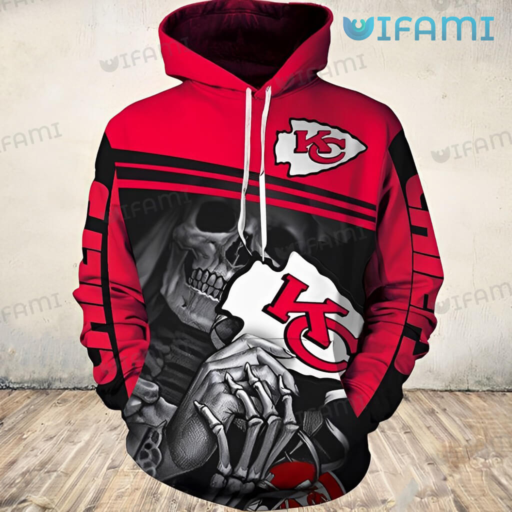 3D Death Holding Logo KC Chiefs Youth Hoodie Gift for Kansas City Fans 0