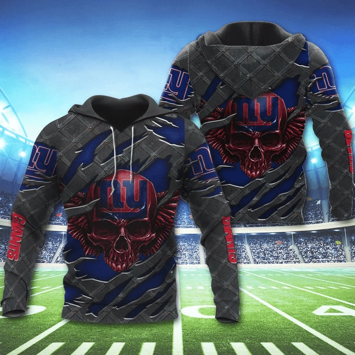 3D Skull New York Giants Hoodie 3D Cheap Gifts for Fans 0