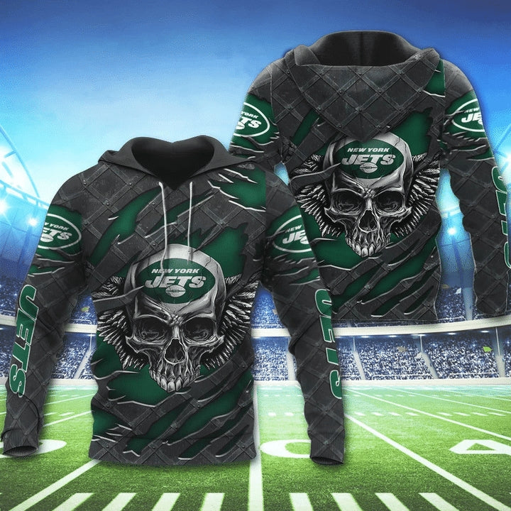 3D Skull New York Jets Hoodie 3D Cheap Gifts for Fans 0