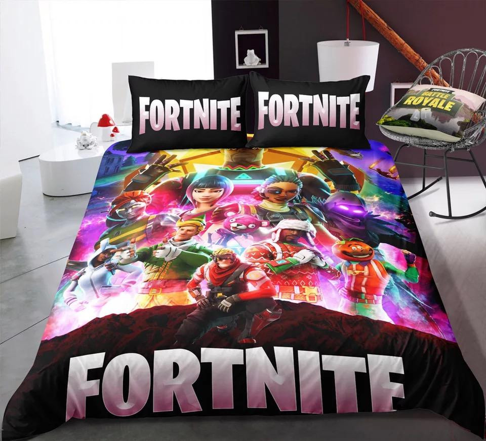 3d fortnite logo duvet cover bedroom sets comfortable bedding sets iawye