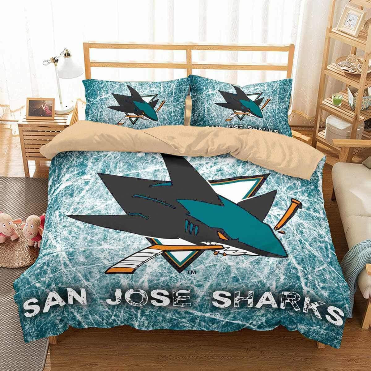 3d san jose sharks duvet cover bedroom sets comfortable bedding sets jcr42