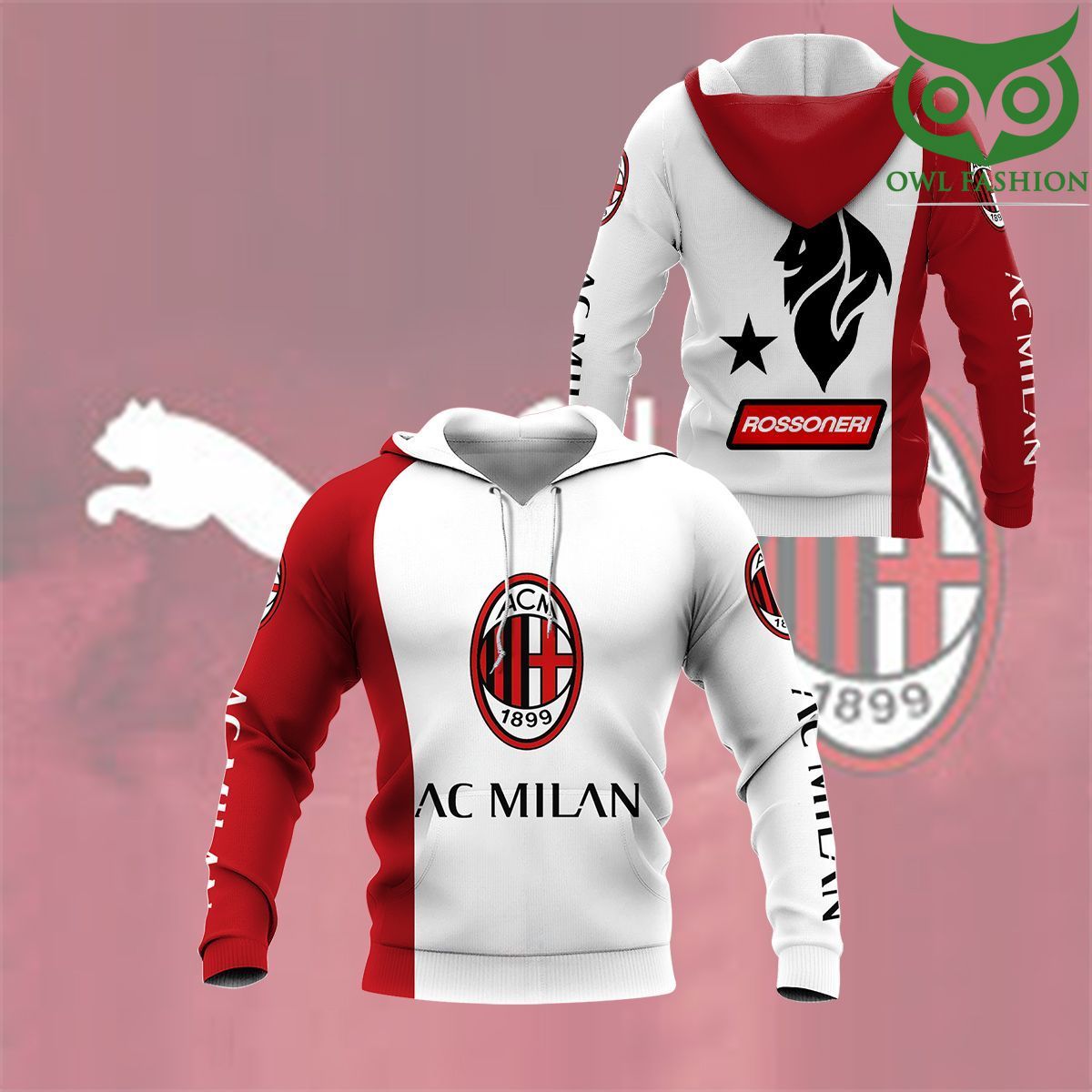 3rY9Q9NA 24 AC Milan white 3D All Over Printed shirt