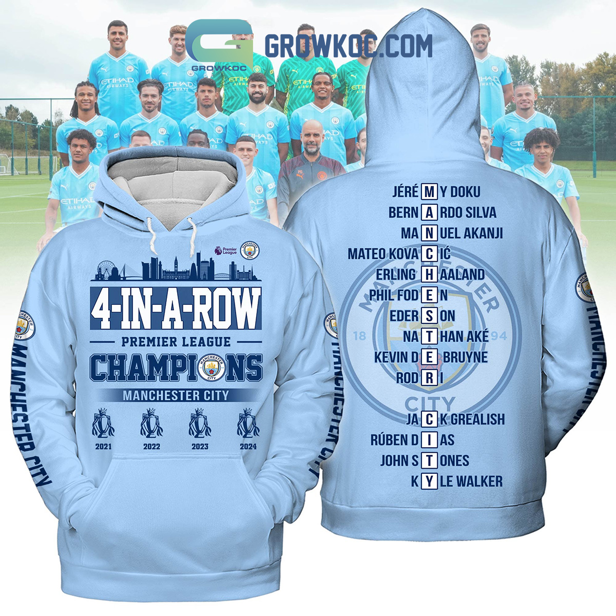 4 In A Row Premier League Champions Manchester City Hoodie T Shirt2B1 oDxEj