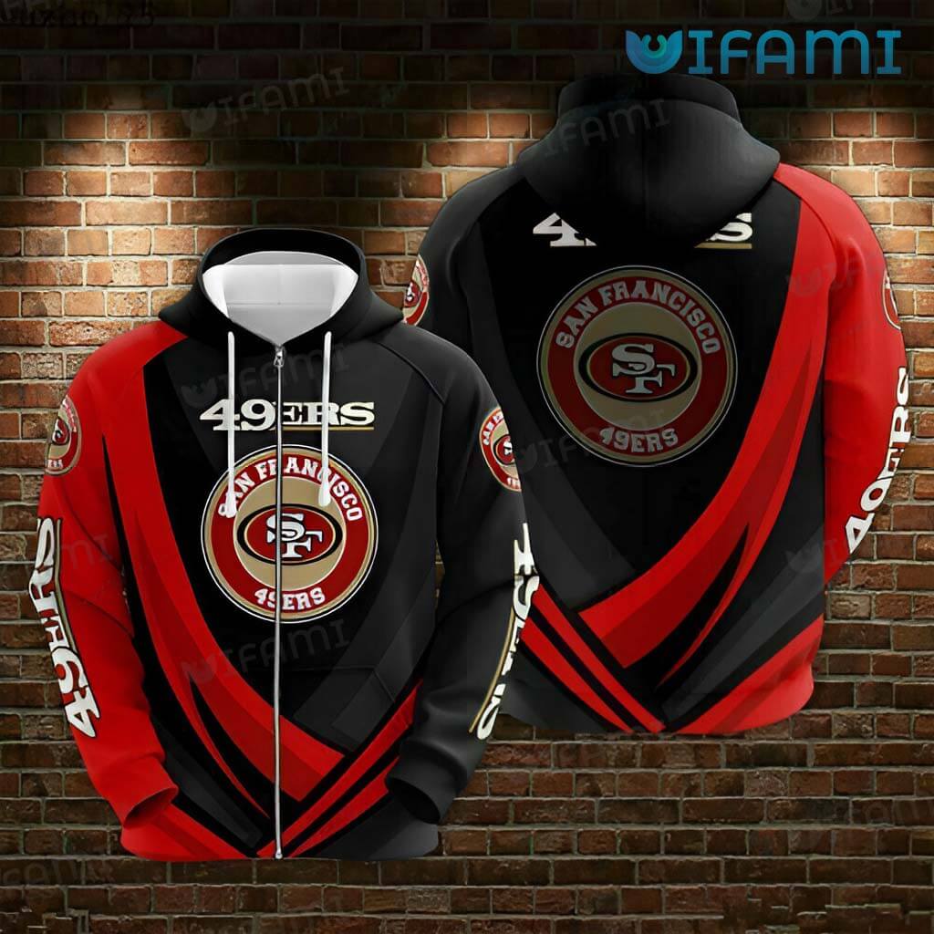 49ers Zip Up Hoodie 3D Circle Logo San Francisco 49ers Gift