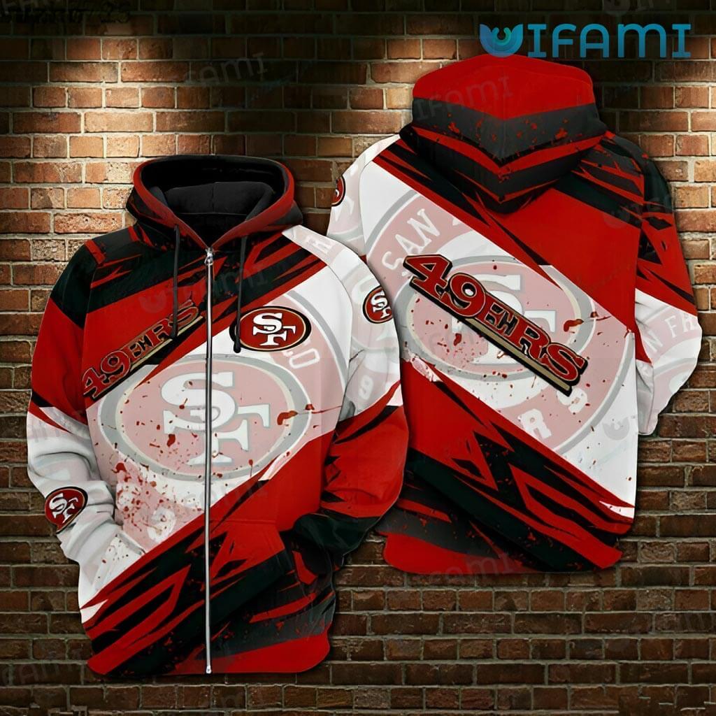 49ers Zip Up Hoodie 3D Paint Splash San Francisco 49ers Gift