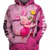 5tJp1LlM 16 Limited Pooh Piglet Pink 3D HOODIE