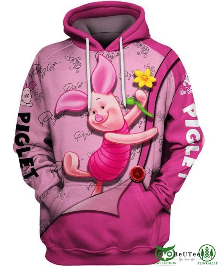 5tJp1LlM 16 Limited Pooh Piglet Pink 3D HOODIE