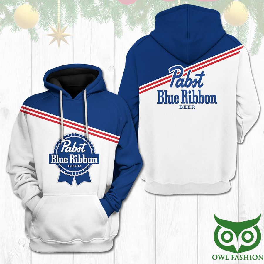 67OL7J6c 64 Pabst Blue Ribbon Beer Blue and White Logo 3D Hoodie