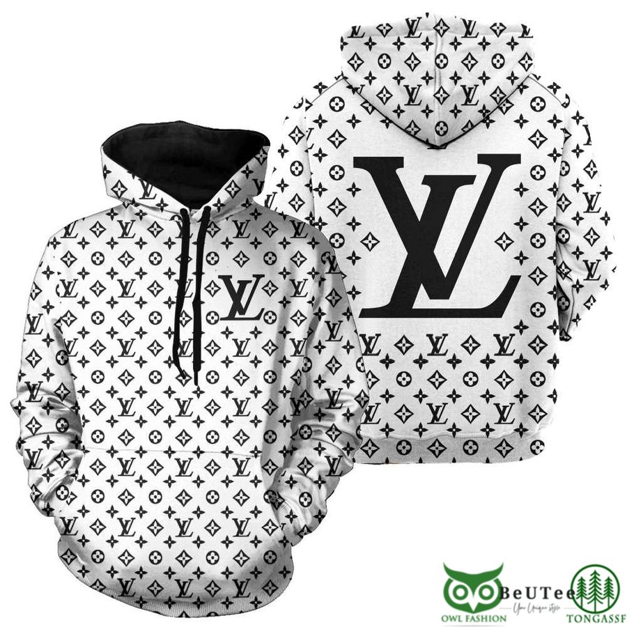 7pXgGblP 15 Highend Luxury LV Black Monogram White 3D Hoodie