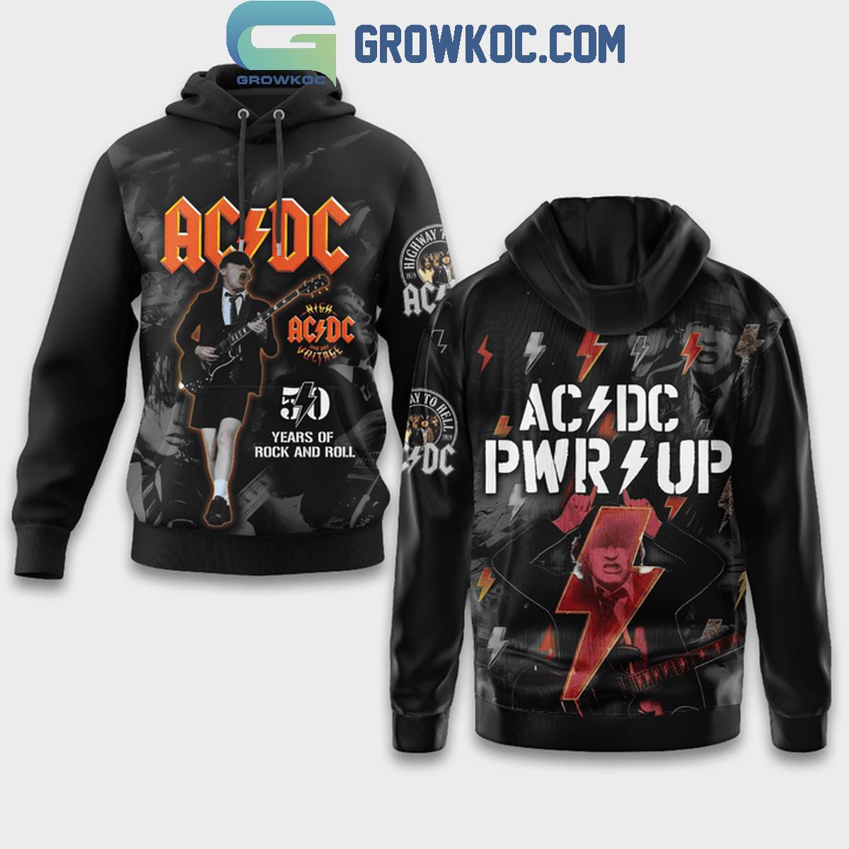 ACDC 50 Years Of Rock And Roll PWR Up Tour Hoodie Shirts 1 lNMRi