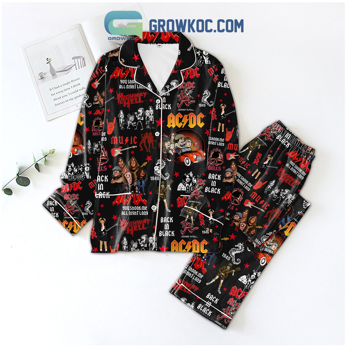 ACDC Back In Black Highway To Hell Pajamas Set2B1 BrTcd