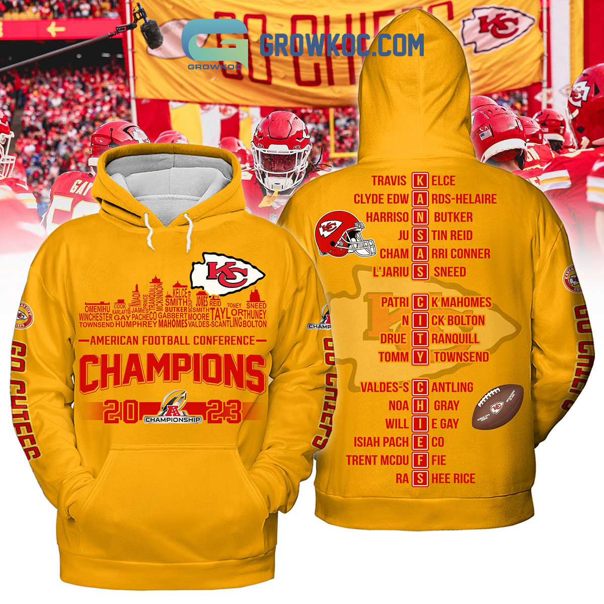 AFC Champions 2023 Go Chiefs Gold Red Hoodie T Shirt Sweatshirt2B1 rJLxp