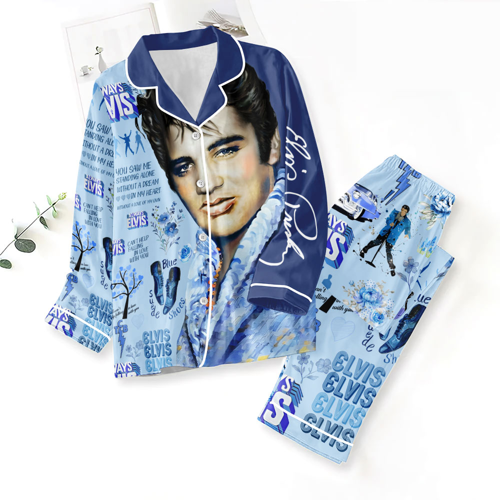 ANHNV2088 Button Down Pajamas Set Elvis Presley 01