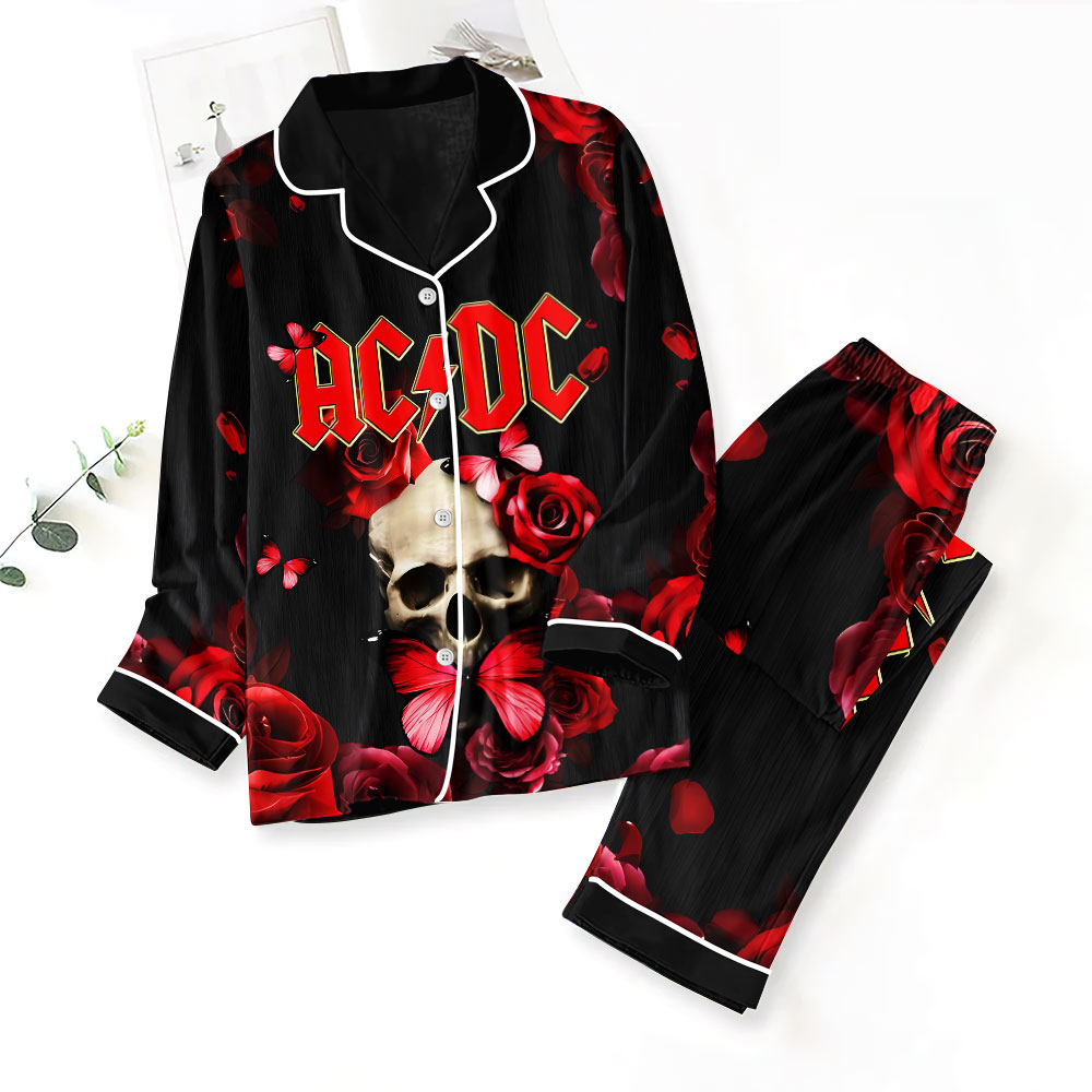 ANHNV3041 Button Down Pajamas Set ACDC 01