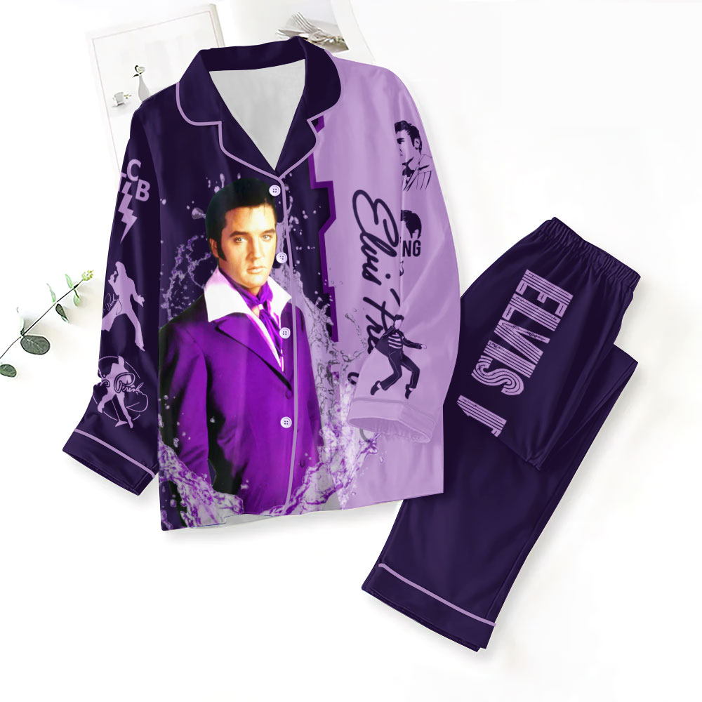 ANHNV3406 Button Down Pajamas Set Elvis Presley 01