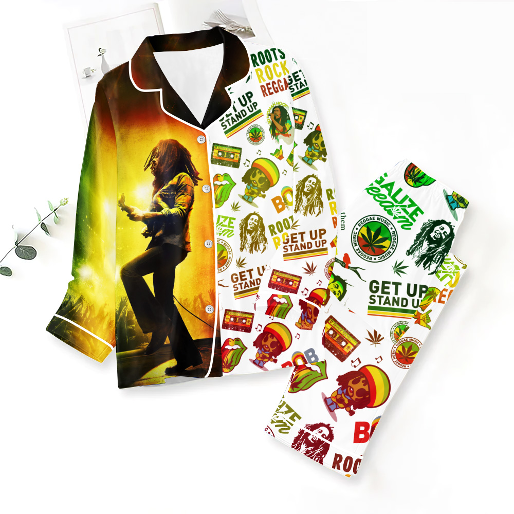 ANHNV4135 Button Down Pajamas Set Bob Marley 01