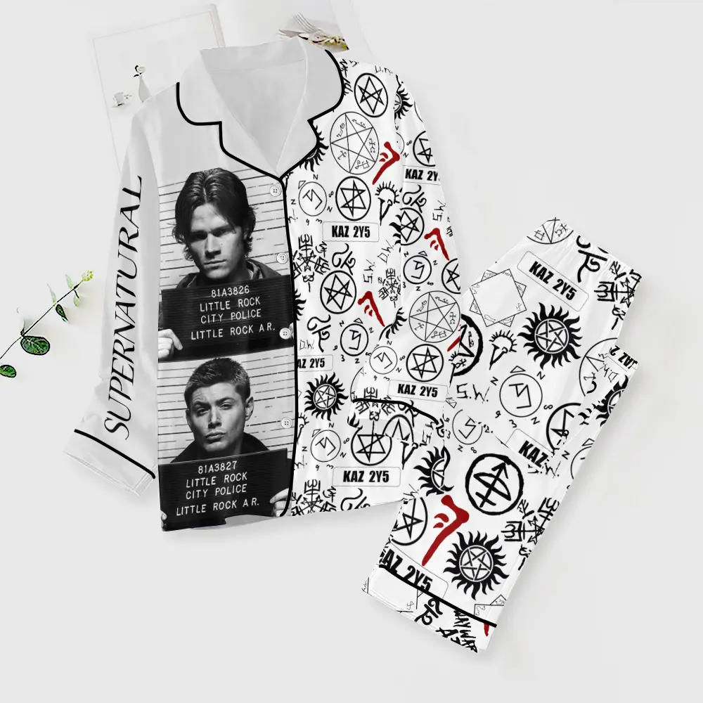 ANHNV4699 Button Down Pajamas Set Supernatural 01