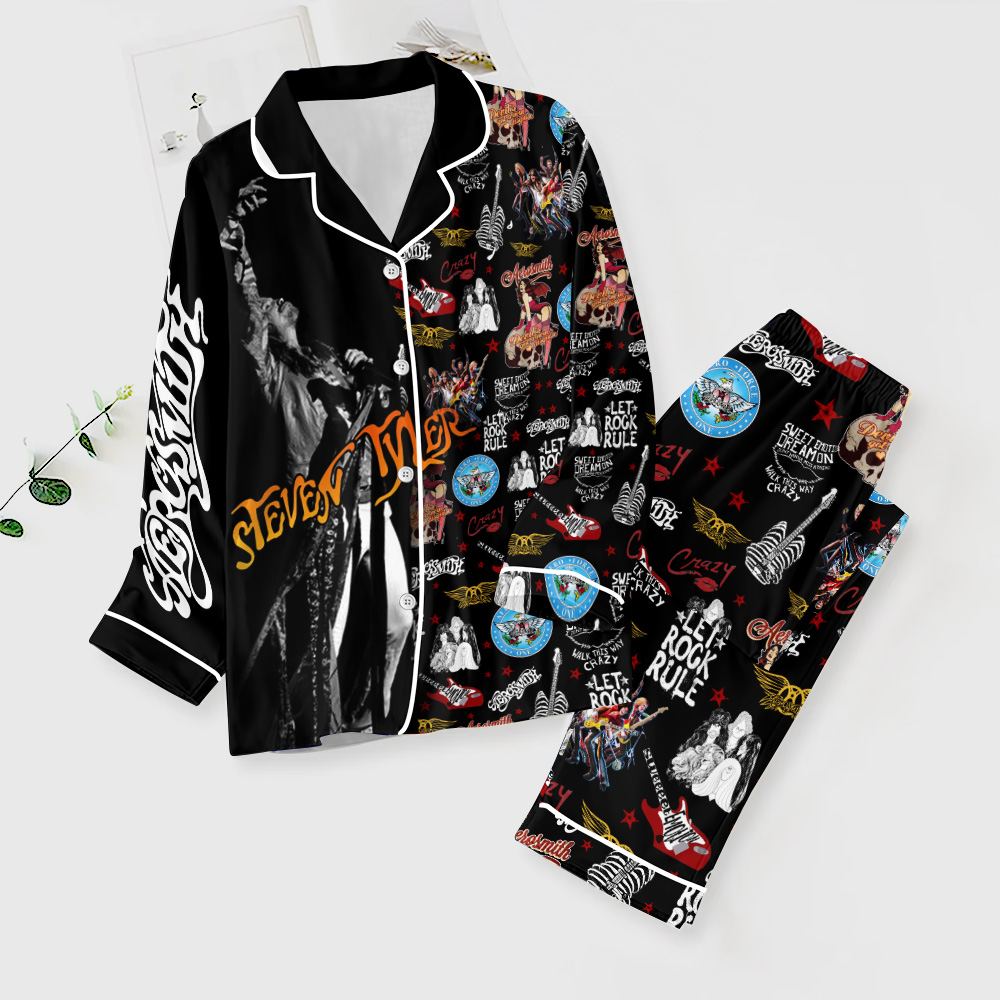 ANHNV5086 Button Down Pajama Set Aerosmith 01