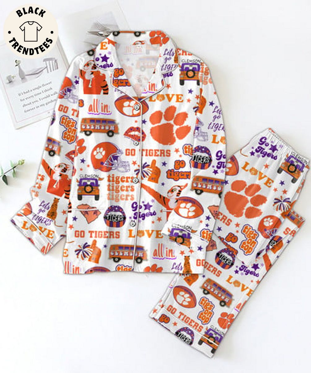 AVAILABLE Go Tigers Clemson Tigs On Top Love All In White Pijamas Set 30f2f8 0