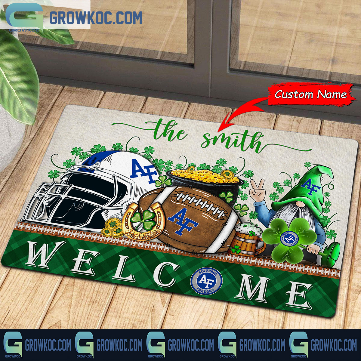 Air Force Falcons St. Patricks Day Shamrock Personalized Doormat2B1 oUUK8