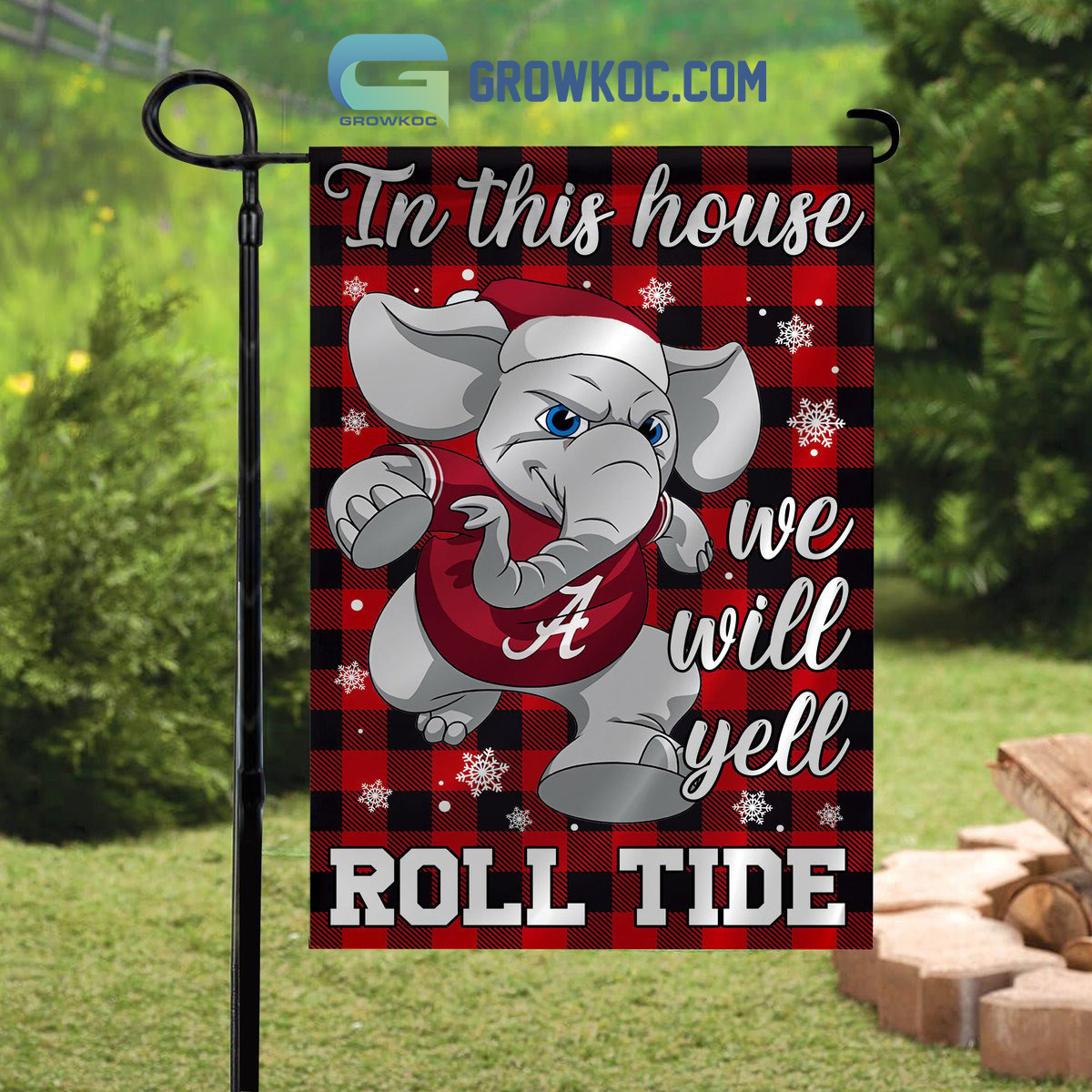 Alabama Crimson Tide Elephants In This Home We Will Yell Roll Tide Christmas House Garden Flag2B1 X0fKI