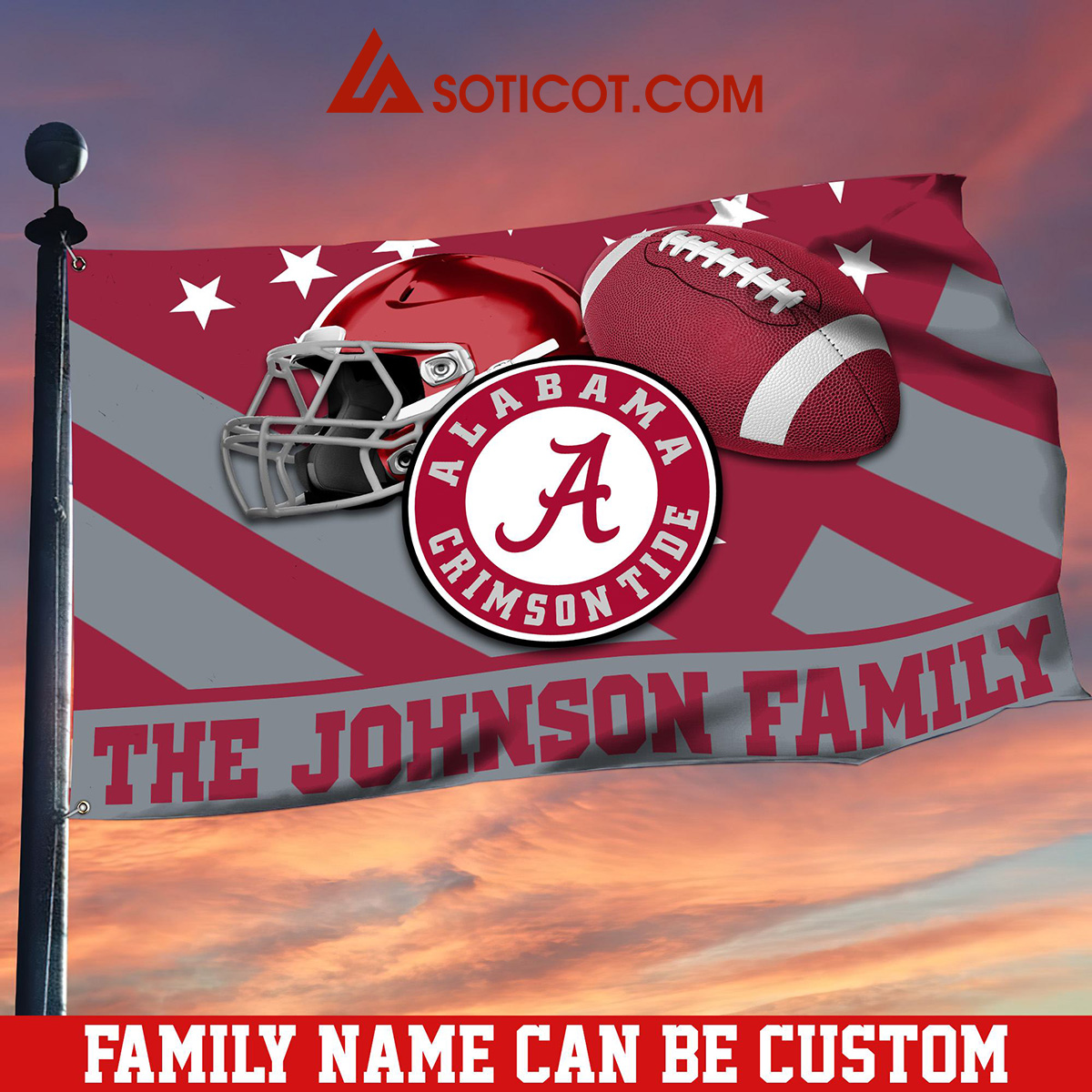 Alabama Crimson Tide Family Name Personalized House Garden Flags2B1 1kono