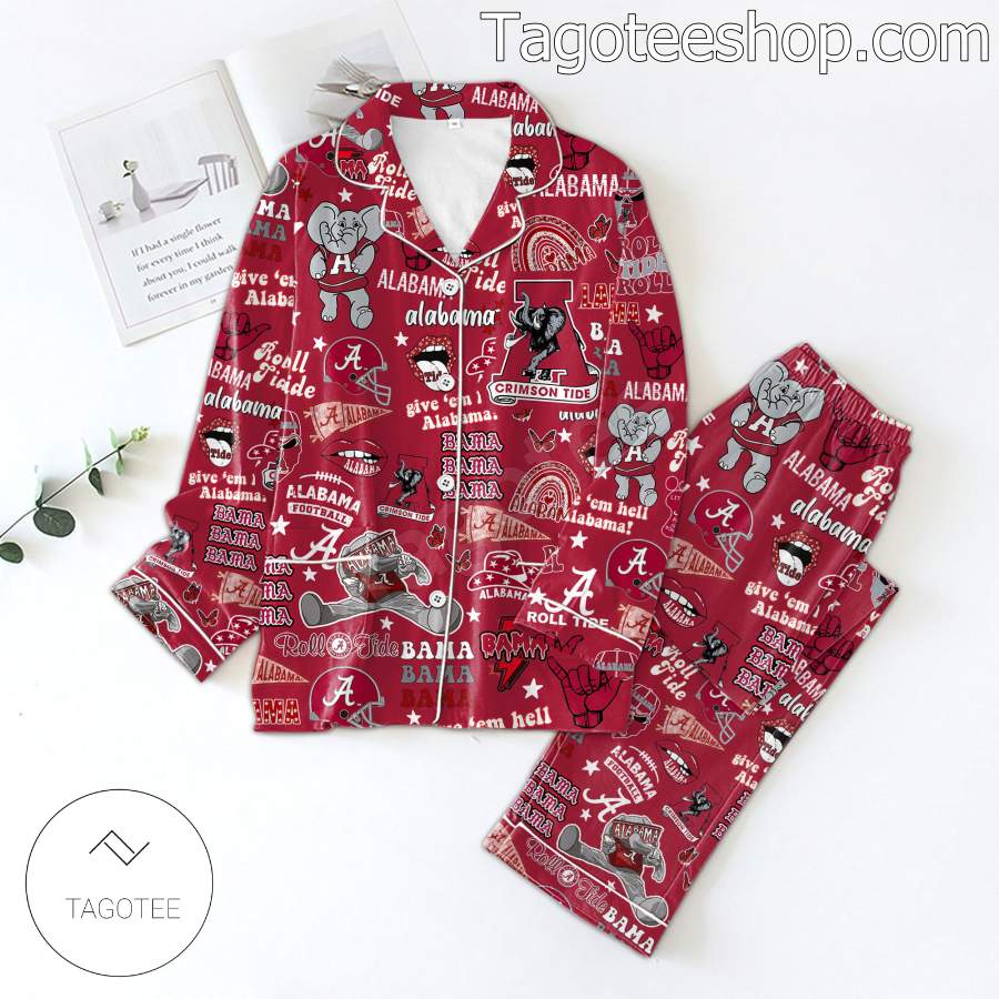 Alabama Crimson Tide Love Pattern Womens Pajamas Set 9b7313 0