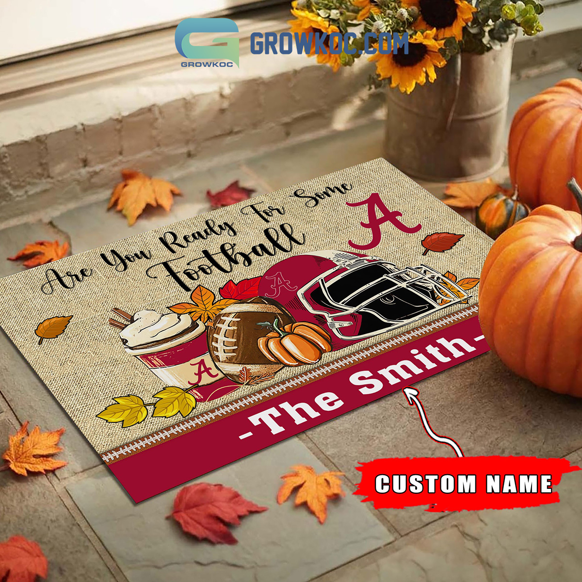 Alabama Crimson Tide NCAA Fall Pumpkin Are You Ready For Some Football Personalized Doormat2B1 vuytR