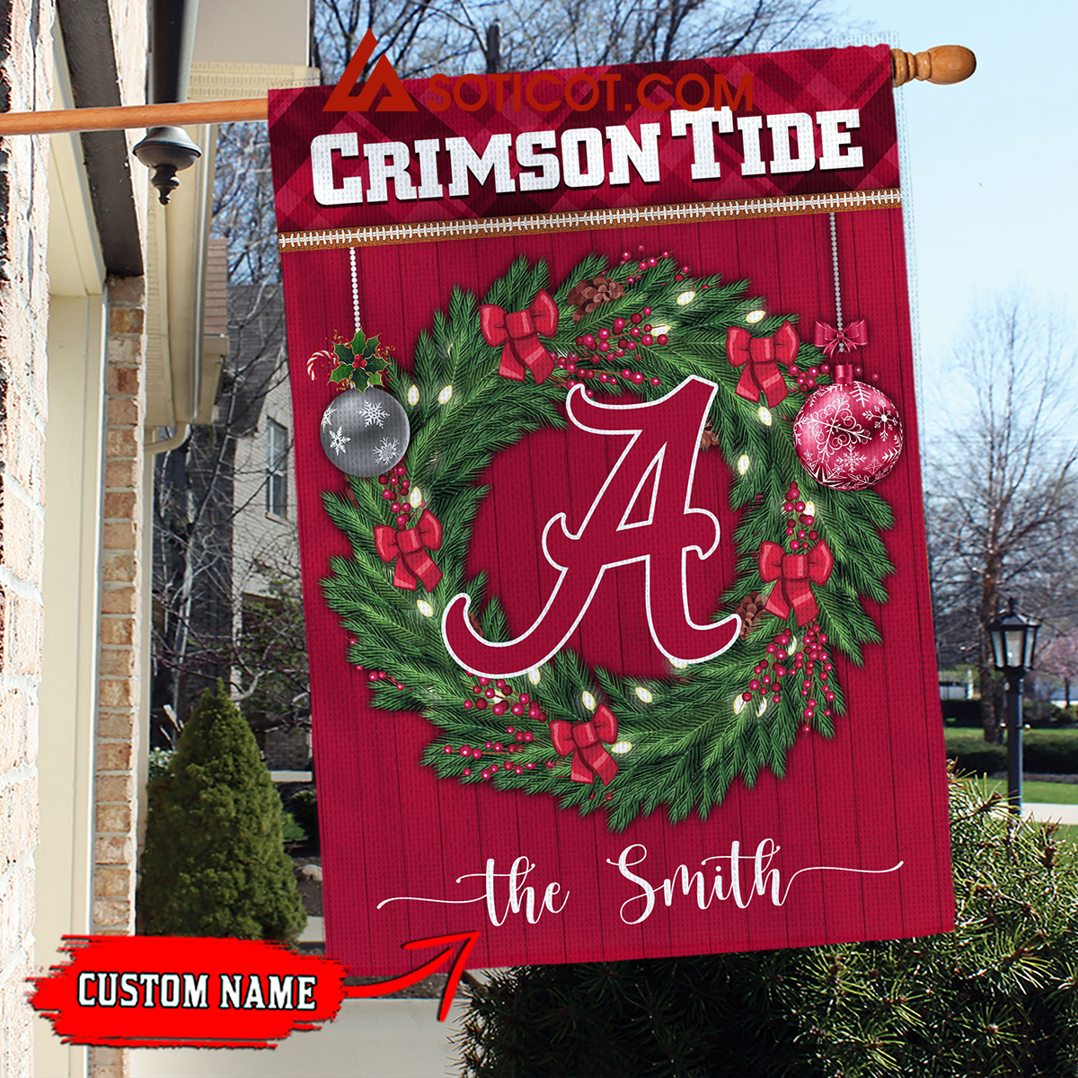 Alabama Crimson Tide NCAA Football Christmas Personalized House Garden Flag2B1 KO4Q5