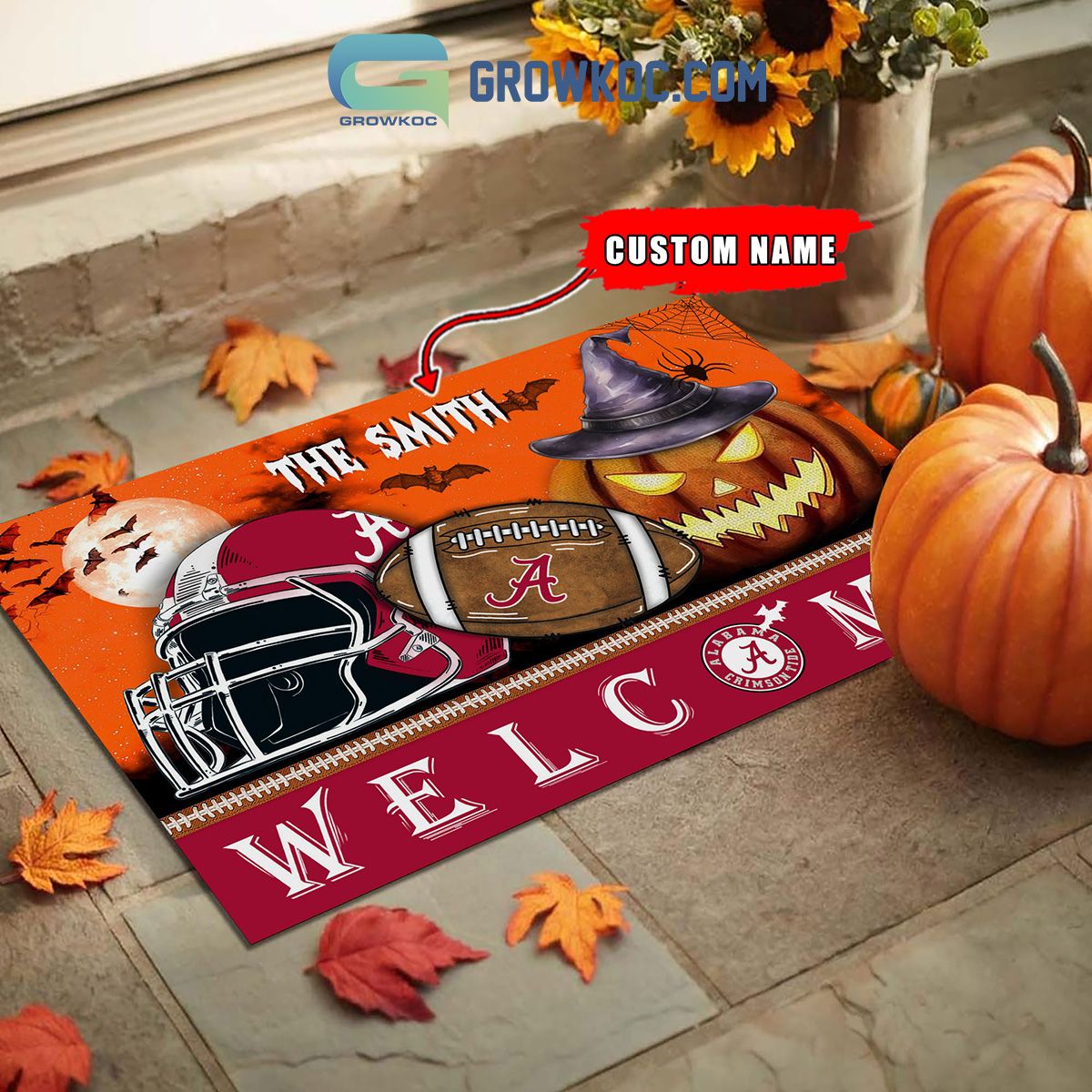 Alabama Crimson Tide NCAA Football Welcome Halloween Personalized Doormat2B1 iuDZq