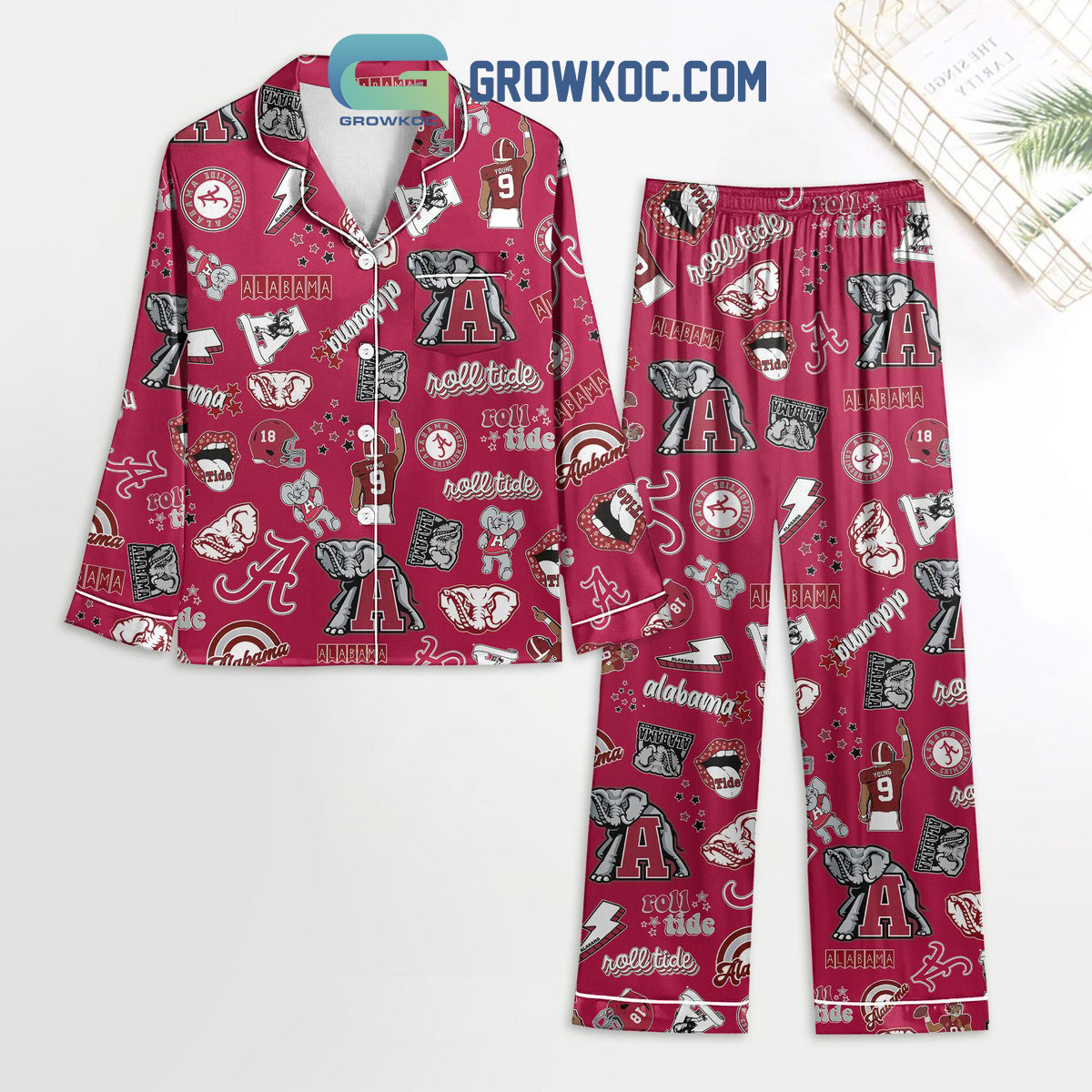 Alabama Crimson Tide Roll Tide Red Polyester Pajamas Set2B1 gfJwo