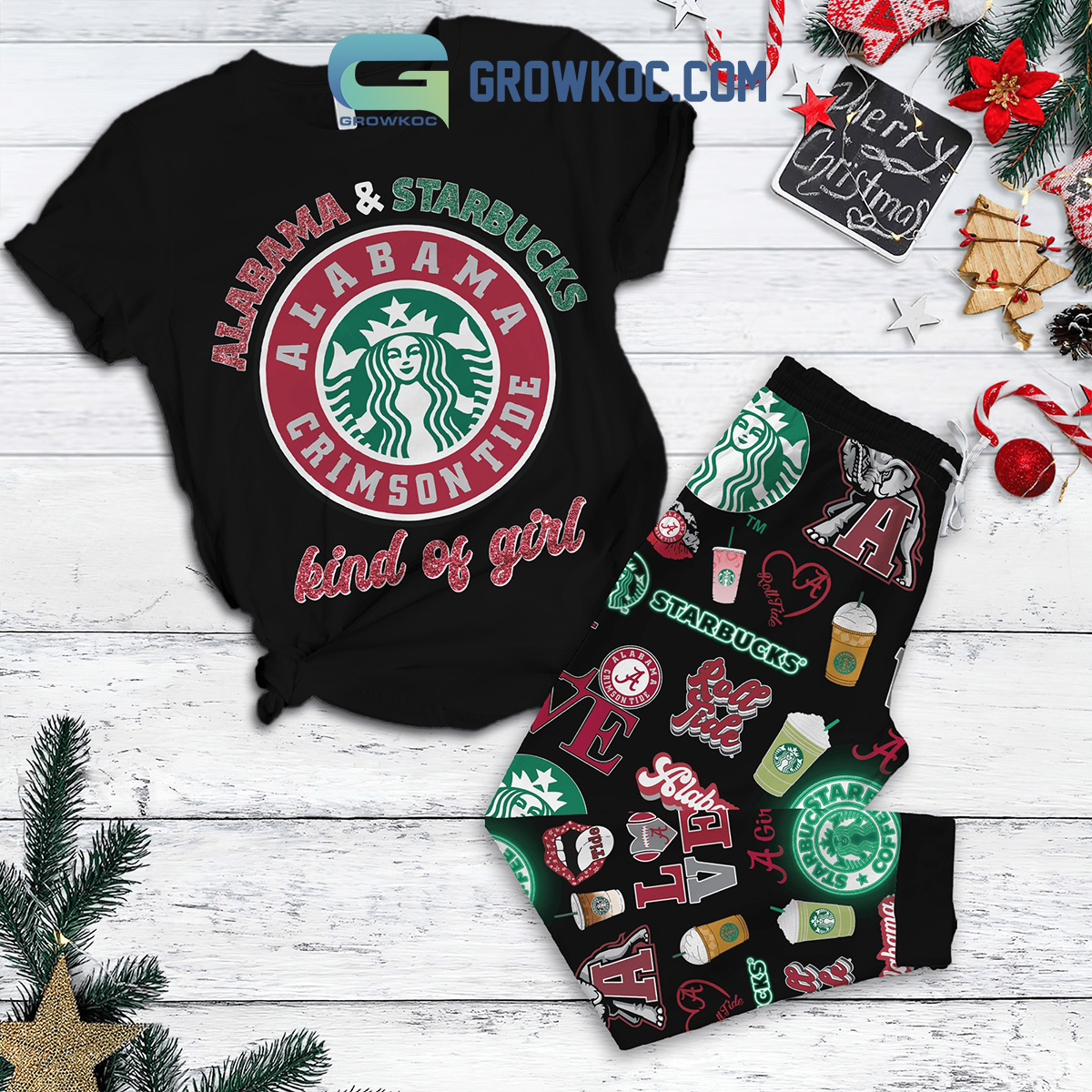 Alabama Crimson Tide Starbucks Kind Of Girl Fleece Pajamas Set2B1 jJDbb